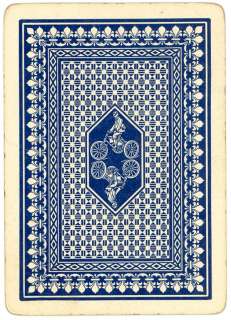 SINGLE Early Old BICYCLE Playing Card AUTOCYCLE Blue  