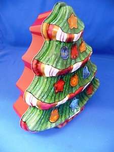 Christmas Tree Plastic Container w/ Lid Cookies Treats  