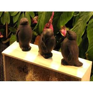 PENGUIN STATUES Set of 3 ARTIC BIRD Animal Weathered Bronze GREEN 