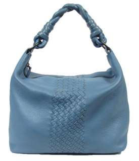 Bottega Veneta Powder Blue Woven Leather Hobo Shoulder Bag Handbag 