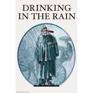 Drinking in the Rain   12x18 Framed Print in Black Frame (17x23 