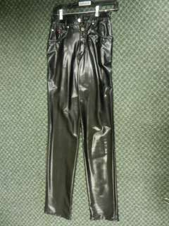Womens Lawman Western Black Patent Leather Pants with Gold and Silver 