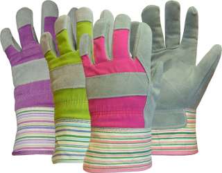   Assorted Colors Ladies Split Palm Leather Gloves 072874012656  