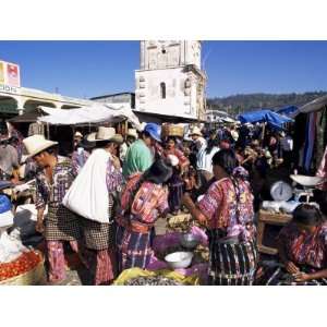 Women in Traditional Dress in Busy Tuesday Market, Solola, Guatemala 
