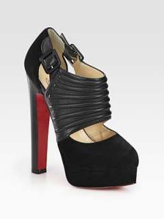 Christian Louboutin   Bye Bye Leather and Suede Cutout Ankle Boots 