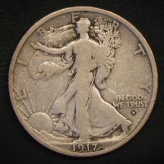 1917 D (obverse) Walking Liberty Silver half dollar  