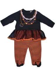newborn girls baby halloween necklace footed coverall with headband