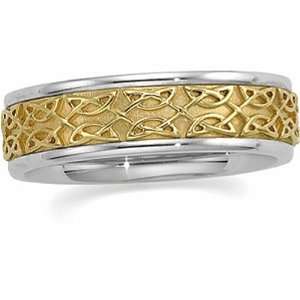  14K Two Tone Gold Celtic Inspired Wedding Band For Men and 
