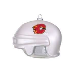   Flames NHL Glass Hockey Helmet Ornament (3)