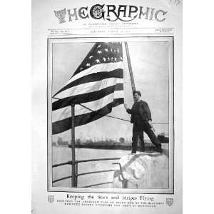 1917 HOISTING AMERICA FLAG SHIP BLOCKADE RUNNER WAR GRAVES 