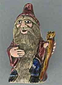 HAND PAINTED CERAMIC GNOME FIGURINES , RED ROBE  