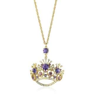 Betsey Johnson Tzarina Princess Large Crown Long Pendant Necklace 