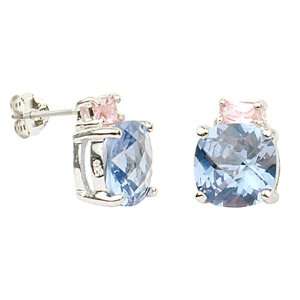  Studio 925 Capri Blue Topaz and Pink CZ Baguette Sterling 