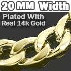 Mens 7 10 Inch 14k Gold Plated 20mm Thick Cuban Link Durable Fancy 