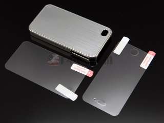 Luxury Brushed Metal Aluminum Chrome Hard Case Back Cover For iPhone 4 