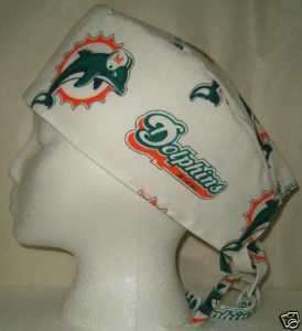 SURGICAL SCRUB HAT CAP MADE W MIAMI DOLPHINS NFL FABRIC  