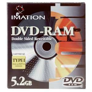  Imation IMN41134 DVD RAM, 5.2 GB, Double Sided Rewritable 