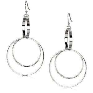 Trina Turk 2 Tier Chrome Hoop Earrings