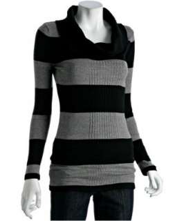 525 America black striped knit cowl neck sweater   