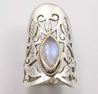 925 SOLID Silver RAINBOW MOONSTONE CELTIC Ring Any Size  