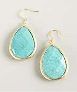 Kenneth Jay Lane turquoise and gold teardrop earrings style# 318899501