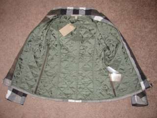   MILITARY NOVA CHECK OREGANO GREEN MOTO JACKET COAT NWT 6  