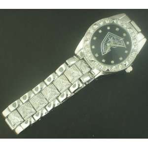   STARS AND STRAPS BLACK FACE SILVER HIPHOP WATCH 