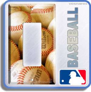 NEW BASEBALL BALLS MLB SINGLE ROCKER LIGHT SWITCH PLATE  