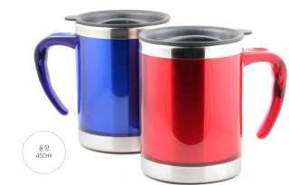 Blue Color New Coffee Tea Cups Mugs Stainless Cup Mug 450ml Travel 