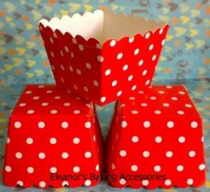 Red dots square muffin cupcake liners cases cups 20 pcs  