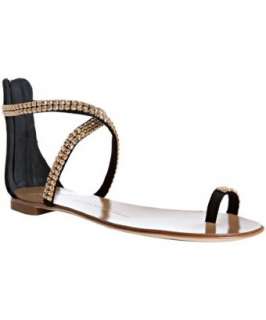 Giuseppe Zanotti black leather chain detail flat sandals   up 