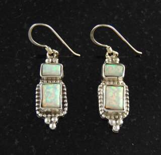   Opal Navajo Dangle Earrings Sterling Silver Native American  