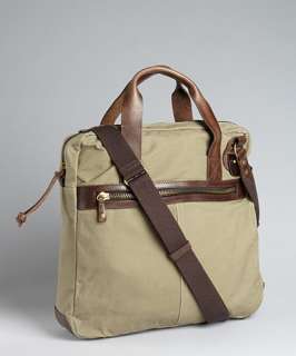 Fold olive coated canvas Station zippered tote bag