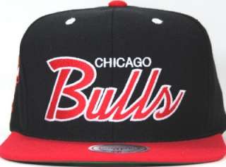 Chicago Bulls NBA HWC Wool Script Logo Snapback Hat by MItchell 