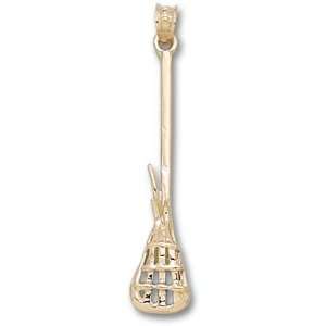 Lacrosse Stick with Pearl Pendant   Gold Plated Jewelry