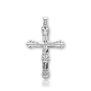    14k White Gold Glorious Fashion Large Cross Pendant Jewelry