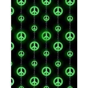 Glow in the Dark Beaded Curtain  Peace Signs 704155608363  