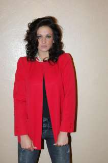 Vtg 80s Valentino Red 100% Lana Wool Blazer Made in Italy  