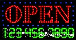 NEW LED SIGN OPEN W/PHONE NUMBER PIZZA 25013 NEON  