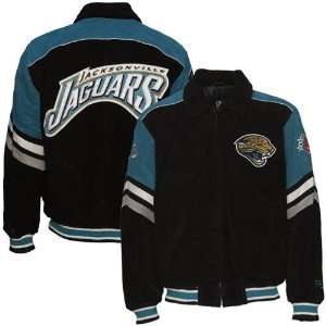   Jaguars Black Suede Full Zip Varsity Jacket