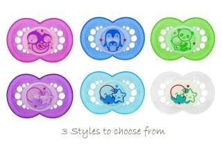 MAM Night Glow Ortho. Pacifiers SIlicone 6+ Asst Styles 845296026446 