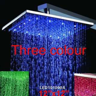 LED Square Cascade Bathroom Large Rain Shower Head T43