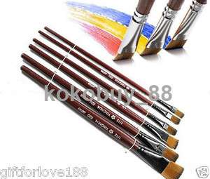 H5458 New 6 Brown Art Artist Supplies Nylon Paint Brushes A  