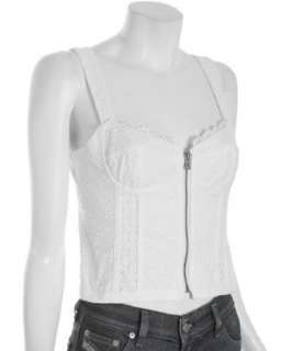 Nanette Lepore white eyelet Oceanic zip cropped corset   up 