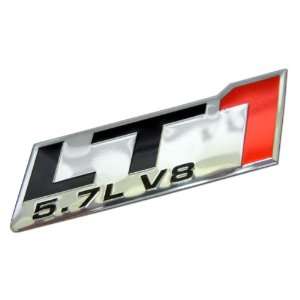 LT1 5.7L V8 Red Engine Emblem Badge Highly Polished Aluminum Chrome 