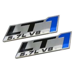 2x (pair/set) LT1 5.7L V8 Blue Engine Emblems Badges Highly Polished 
