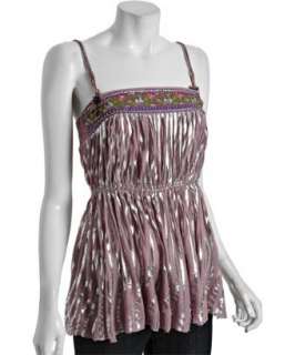 style #307683202 rose metallic striped Indian Princess beaded top
