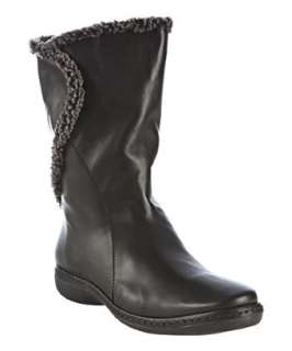 Stuart Weitzman black nappa leather Toggle fur lined boots   