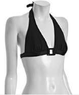 Shoshanna black square ring halter triangle bikini top style 