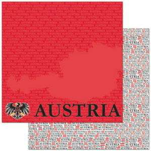 12x12 Reminisce Austria Passport Scrapbooking Paper 2 sheets 